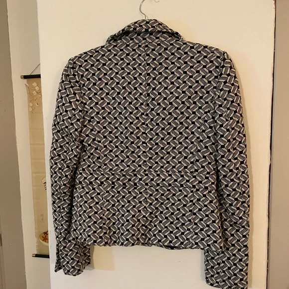 Ann Taylor Loft Black White Blazer Jacket Cover Business Casual Size 4 Women’s - Picture 5 of 5